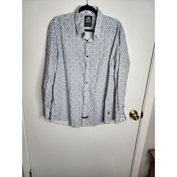 English Laundry Paisley Shirt Men's XL Casual Button Down Long Sleeve White Blue - Picture 1 of 5